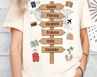 Personalization Travel Destination T-Shirt, Custom Map Tee, Summer Vacation Gift, Adventurer Custom Tee