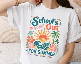Comfort Colors School's Out For Summer T-Shirt, Last Day of School Shirt, Hello Summer Graphic Tee, Teacher Student Vacation Top