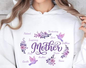 Inspiring Motherhood Hoodie, Saying Mother's Day Hoodie, Watercolor Flower Mom Pullover, Gift for New Mom