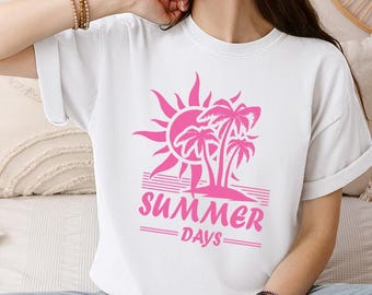 Comfort Colors Retro Beach Vibe Shirt, Tropical Palm Tree T-shirt, Summer Days Vacation Tee, Trendy Coastal Aesthetic Top
