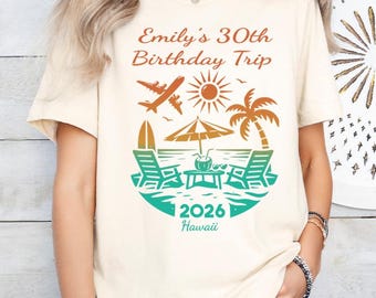Personalized Birthday Group Shirts, Custom Tropical Bachelorette Vacation Tee, Birthday Trip Shirt 2026