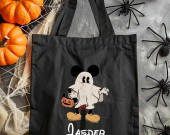 Disney Ghost Kids Bag ,Custom Disney Halloween Trick or Treat Bags, Spooky Bag, Mickey and MinnieTote Bag,Disney Trip Gift