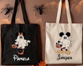 Personalized Disney Ghost Bag ,Custom Disney Halloween Tote Bag ,Trick or Treat Bags, Spooky Bag, Mickey and MinnieTote Bag,Disney Trip Gift