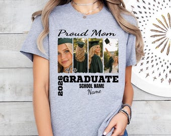 Graduation Photo Collage T-shirt, Custom Senior 2026 Group Shirt, Personalized Graduate Family Tee, High School Graduation Gift