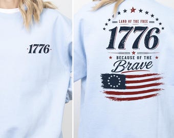 1776 American Flag Sweatshirt, Patriotic Women Sweatshirt, Vintage Independence Day Pullover, 4th of July BBQ Outfit