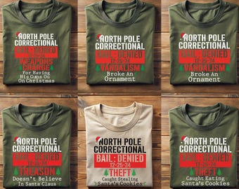 North Pole Correctional Christmas 2025 Shirts, Matching Christmas Shirts, North Pole Shirt, Christmas Pajamas, Funny Christmas Group Tee