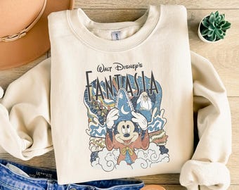 Disney Fantasia Sweatshirt,Retro Walt Disneys Sweatshirt,Disneyworld Fantasy Sweatshirt,Magic Kingdom Sweatshirt,Mickey Sweatshirt