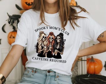 Spooky Mom's Club Caffeine Required Shirt, Cool Moms Club Shirt, Retro Halloween Mama Shirt, Halloween Mom Shirt, Spooky Mama, Gift for Mom