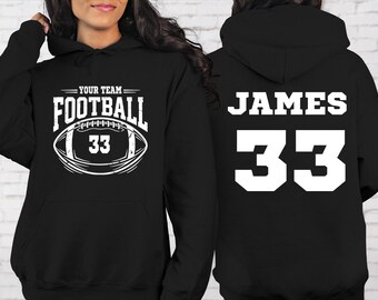 Custom Football Team Hoodie, Personalized Mascot Hoodie, Front Back Printed Football Mom Pullover, Custom Football Player Top