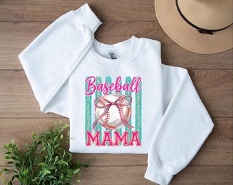 Baseball Mom Sweatshirt, Mother's Day Sweater for Sports Mom, Coquette Baseball Mom Pullover