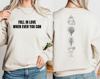 Practical Magic Sweatshirt,, Fall In Love Whenever You Can Sweatshirt, Witchy Salt Rosemary Lavender Margarita Pullover