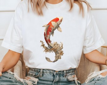 Retro Japanese Koi Fish T-Shirt,Japanese Shirt,Japanese Street Wear,Japanese calligraphy,Koi Fish Shirt,Koi carper Japan T-Shirt,Tokyo Style