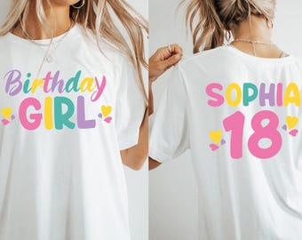 Custom Birthday Girl TShirt, Girls Birthday Shirt, Birthday Toddler Shirt, 5th Birthday T-Shirt, Personalized Birthday Girl Party Shirt