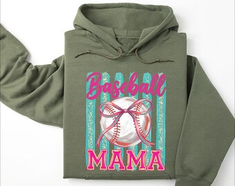 Baseball Mom Hoodie, Mother's Day Hoodie for Sports Mom, Coquette Baseball Mom Outfit