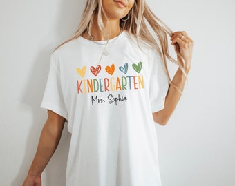 Personalized Name Teacher Shirt,Customized Teacher Shirt, Back to School Shirt,Kindergarten Teaching Shirt,Crayon Teacher Shirt,Teacher Gift