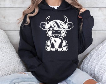 Aesthetic Hoodie,Funny,Personalized Gifts,Highland Cow,Gifts for Mom,Highland Cow Sweatshirt ,Gifts for Her,Gifts for Girlfriend,Gifts