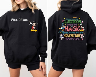 Personalized Teacher Hoodie, Teacher Hoodie, Mickey Mouse Hoodie, Disney Hoodie, Custom Name, Disney Teacher Hoodie, School Hoodie