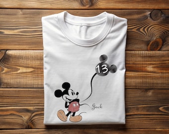 Birthday Boy Shirt, Disney Birthday Gift,Custom Kid Name Age Mickey Mouse With Balloon Shirt, Cute Disney T-shirt,Personalized Birthday Gift