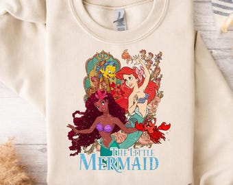 The Little Mermaid Sweatshirt,Ariel Mermaid Sweatshirt,Disney Ariel Sweatshirt,Retro Ariel The Little Mermaid Sweater,Disney Princess Sweat