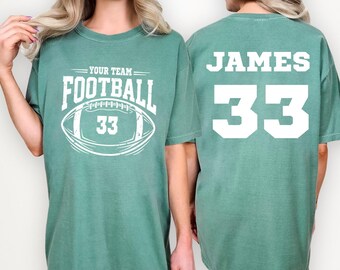 Comfort Colors Custom Football Team Shirt, Personalized Mascot Tee, Front Back Printed Football Mom Shirt, Custom Football Player Tee