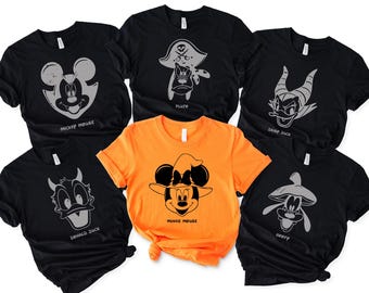 Retro Mickey & Friends Halloween Shirt, Disney Characters Halloween Shirt, Mickey Minnie Matching Witch T-Shirt, Halloween Park Outfit