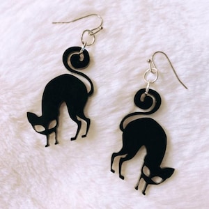 Black Cat Earrings - Acrylic - Halloween