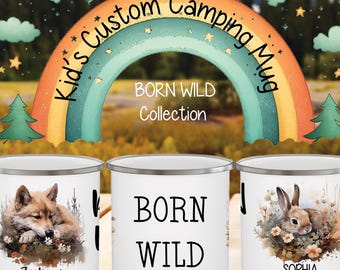 Niestandardowy personalizowany kubek kempingowy dla dzieci, prezent dla dzieci, kubek na ognisko, kubek dla chłopców, kubek dla dziewczynek, osobisty kubek dla dzieci, prezent na przyjęcie dla dzieci