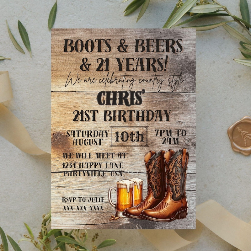 Western 21st Birthday Invitation - Etsy