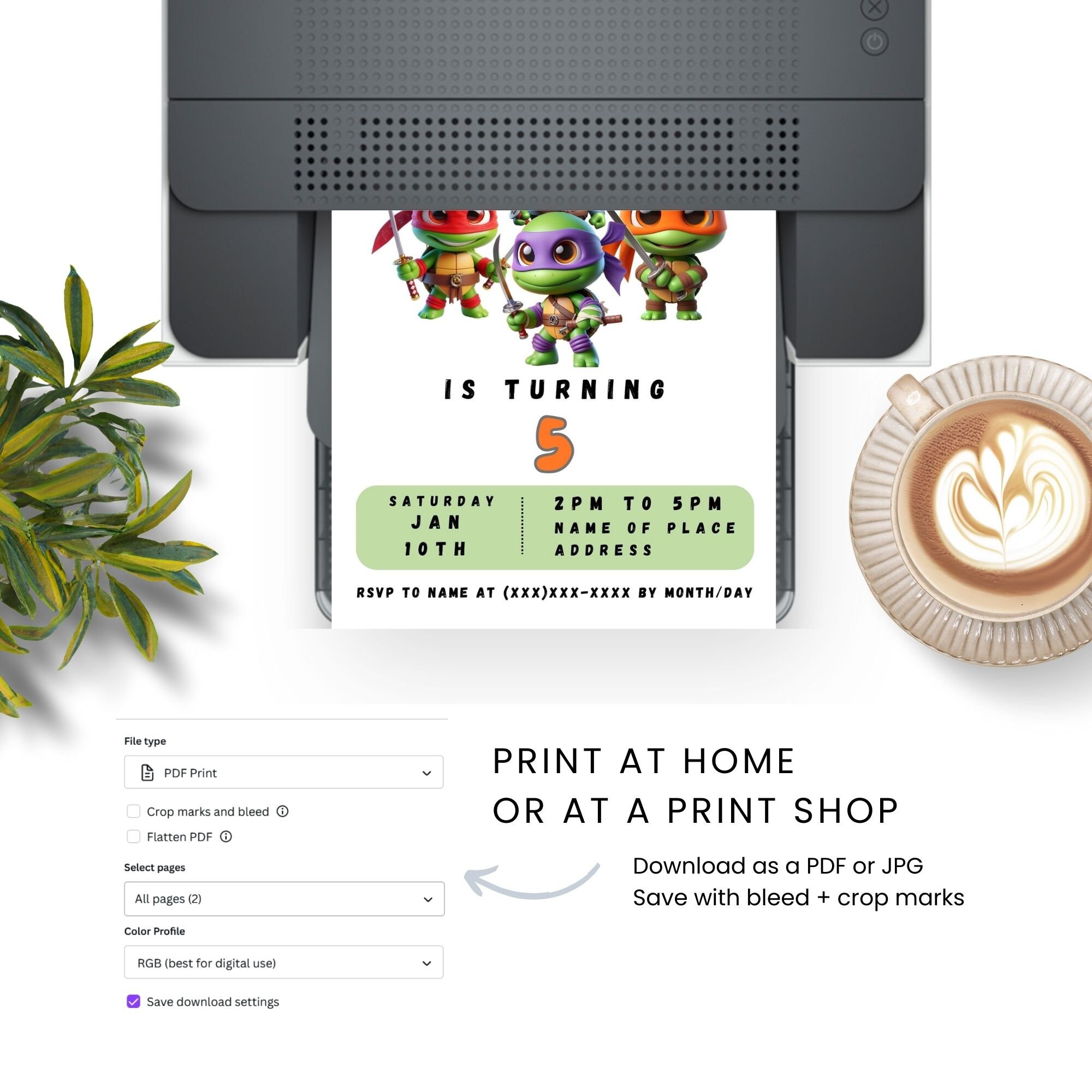 Inviti Di Compleanno Delle Tartarughe Ninja Da Stampare