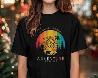Adventure Is Calling T-Shirt, Outdoor Graphic Tee, Nature Lover Cotton Shirt
