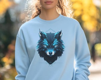 Wolf Grafik Sweatshirt, Naturliebhaber, Unisex Baumwollmischung Pullover