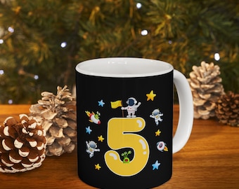 Astronaut Adventure Ceramic Mug, Cosmic Space Theme Coffee Cup, Microwave-Safe, Dishwasher-Safe