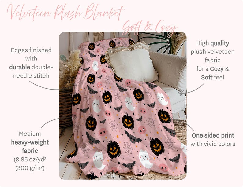 Kids Halloween Throw Blanket, Plush Halloween Blanket, Halloween Home