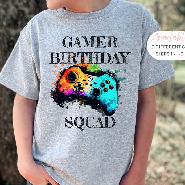 Gamer Birthday Squad Kids Tshirt, Birthday Shirt, Video game shirt, Gamer gift, Party favor gifts, Boys birthday shirt, Kids party t-shirt