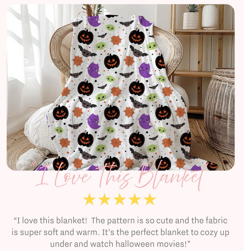 Kids Halloween Throw Blanket, Plush Halloween Blanket, Halloween Home