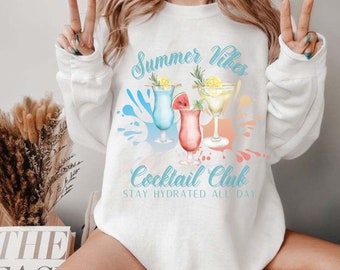 Summer vibes Unisex Heavy Blend™ Crewneck Sweatshirt, cocktail club shirt,Summer vibes sweatshirt,Cocktail lovers shirt,Gift,Pastel