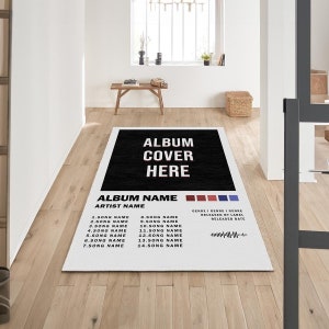 Tapete de capa de álbum personalizado, capa de álbum personalizada, tapete de capa de álbum, tapetes de área, tapete personalizado, pôster de capa de álbum, pôster personalizado, pôster de música