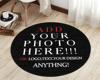 Gepersonaliseerd rond vloerkleed, gepersonaliseerd rond vloerkleed, vloerkleed interieur, vloerkleed met foto, gepersonaliseerd decor, vloerkleed met logo, gepersonaliseerd cadeau