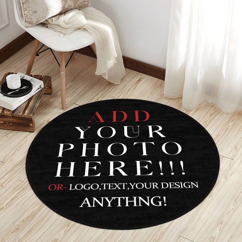 Personalized Round Rug, Custom Round Rug, Home Decor Rug, Custom Photo ...