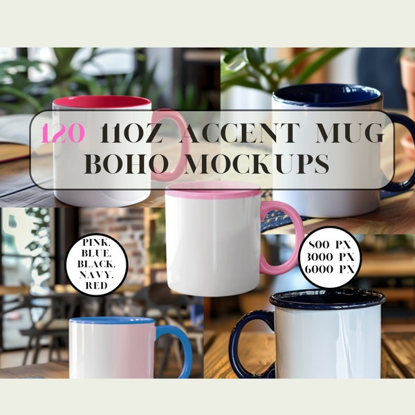 Boho Chic Accent 11oz Mug Mockup Collection - 120 High-Quality & Ultra High-Resolution - all colors