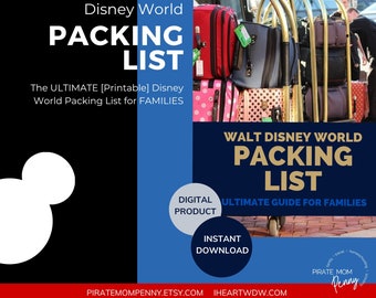 WDW Ultimate Packing Checklist Pages, Kids Baby Park Bag Adults, Instant PDF Download Printable, WDW Checklist Printable