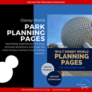 2024 WDW Daily Park Planner, Theme Park Itinerary Printable, Instant PDF Download Printable, WDW Park Checklist Printable Itinerary