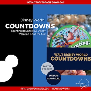 WDW Countdown Printables, Theme Parks, Instant PDF Download Printable, WDW Framable Printable