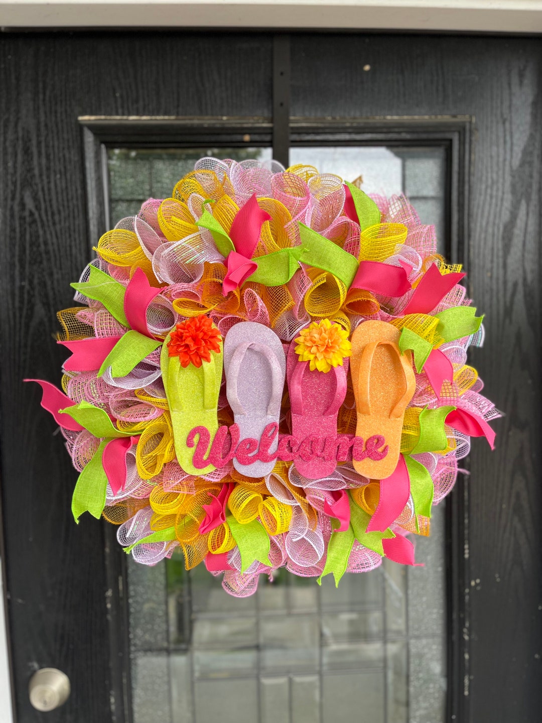 Flip Flop Summer Wreath: Coastal Door Decor - Etsy