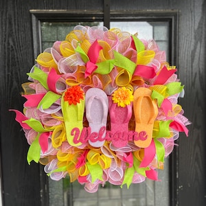 Welcome Summer Sandal | Summer Front Door Decor | Hello Summer | Summer Door Hanger | Summer Wreath | Summer Door Wreath | Summer Door Sign