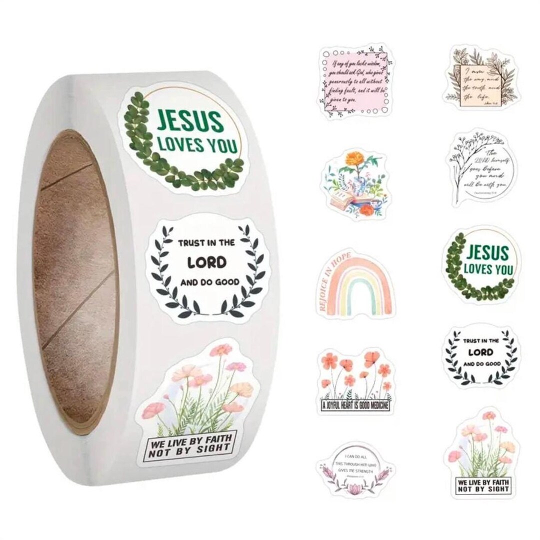 500pcs Inspirational Bible Verse Sticker Roll Reusable Christian Decals ...
