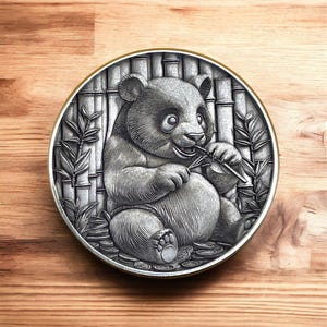 Bamboo Harmony - Brass Coin with Panda (double-sided)