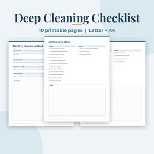Deep Cleaning Checklist Printable, Room by Room Cleaning List, Whole House Cleaning, Cleaning Supplies List, Spring Clean, Letter A4 PDF