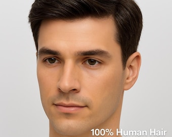 French Lace Human Hair Toupee | Men’s Lace Front System | Dark Brown #2