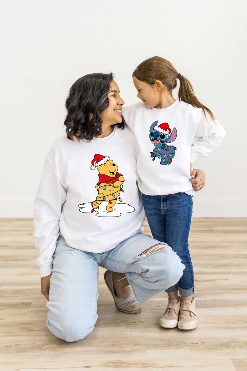 Personalized Disney Characters Sweatshirt, Custom Matching Christmas